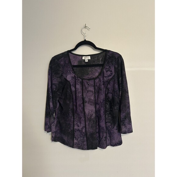 Vintage Y2K Sz Large Velvet Blouse Top-Purple-Goth-Whimsigoth-Fairy Grunge - Picture 1 of 8